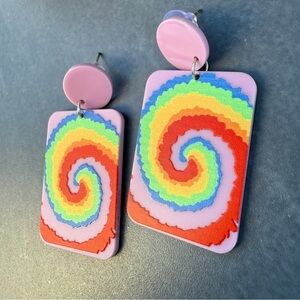 Colorful Spiral Psychedelic Acrylic Earrings